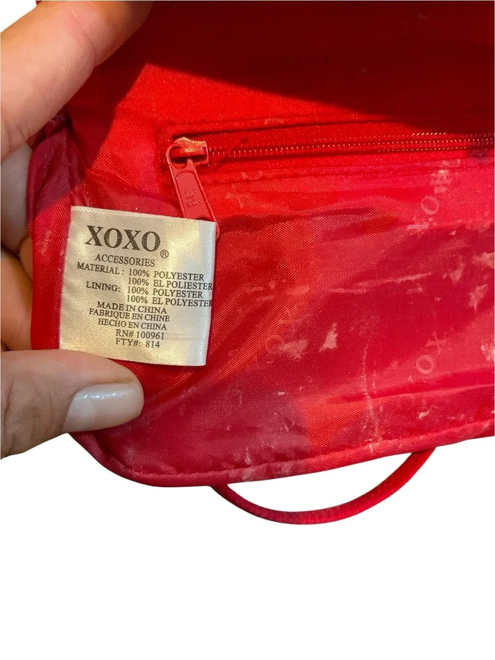XOXO Red Satin Top-Handle Clutch with Silver X Accent